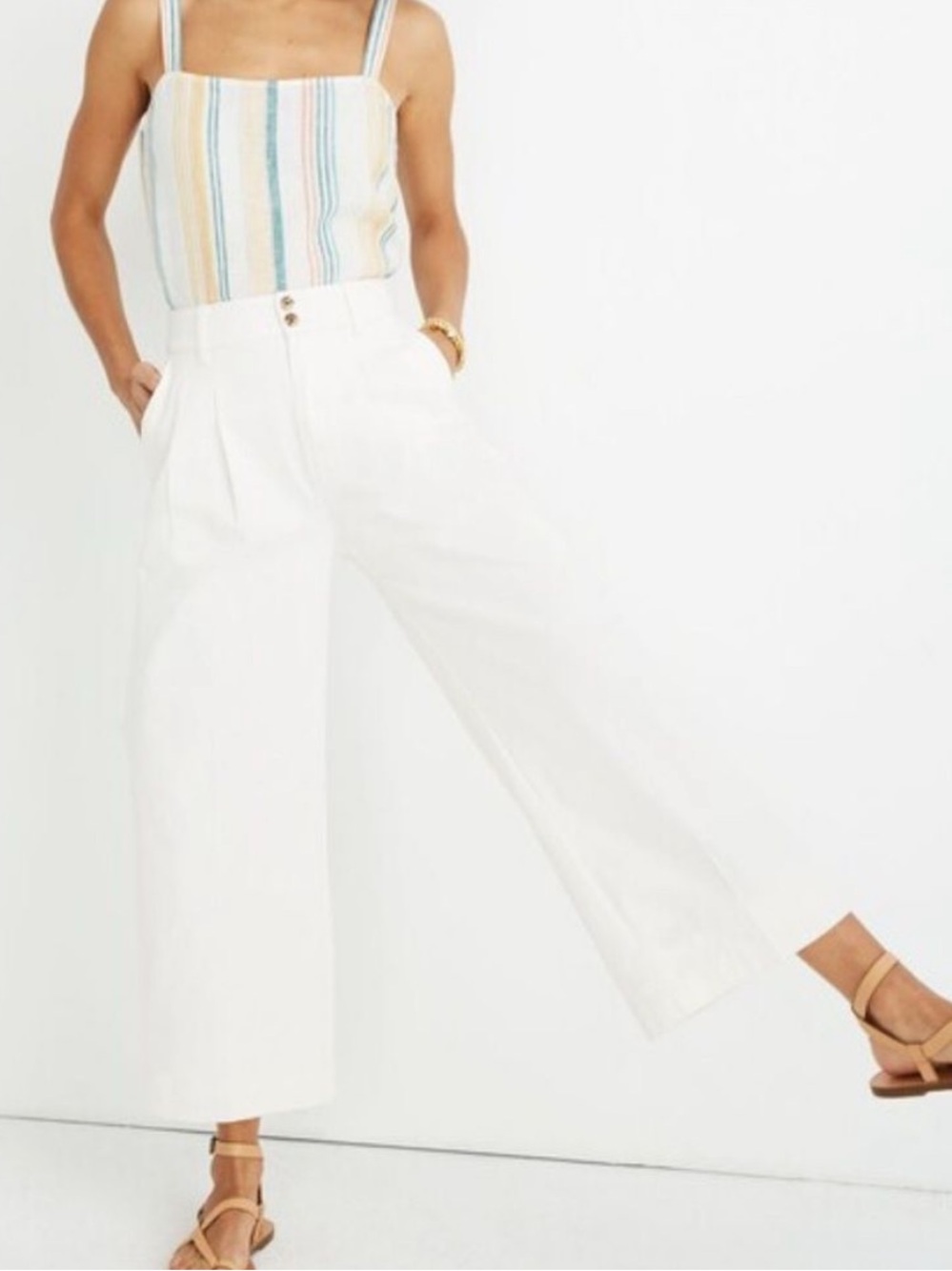 Madewell White Pleated Wide Leg Pants Sz 2